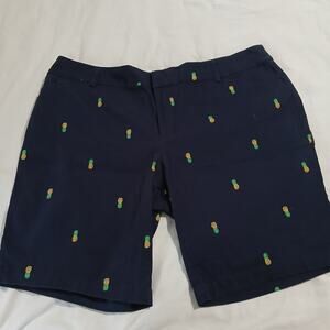 Charter Club Pant Shop/Woman size 20 Navy 10" inseam flat front PINEAPPLE shorts